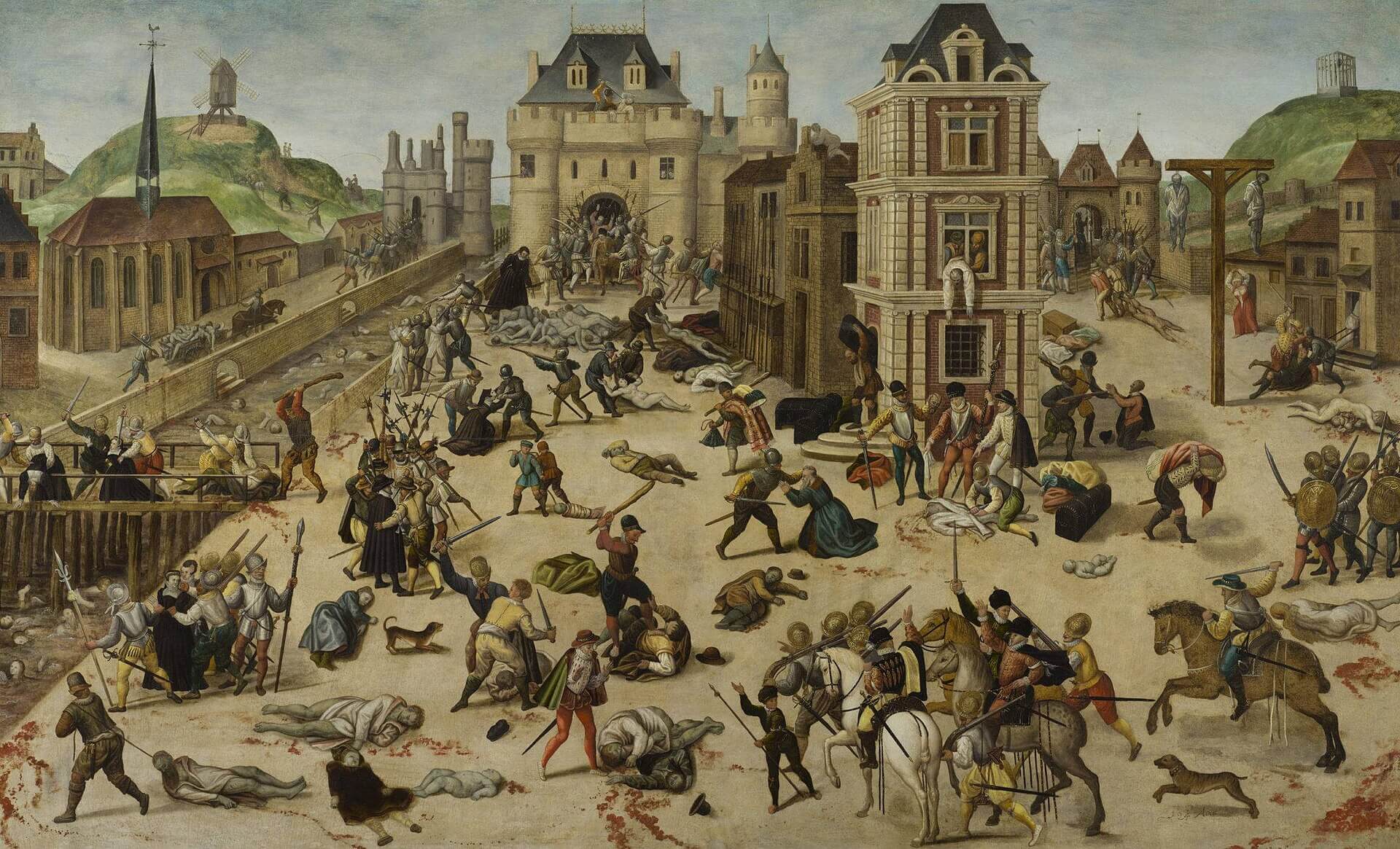 La matanza de los hugonotes en San Bartolomé por François Dubois