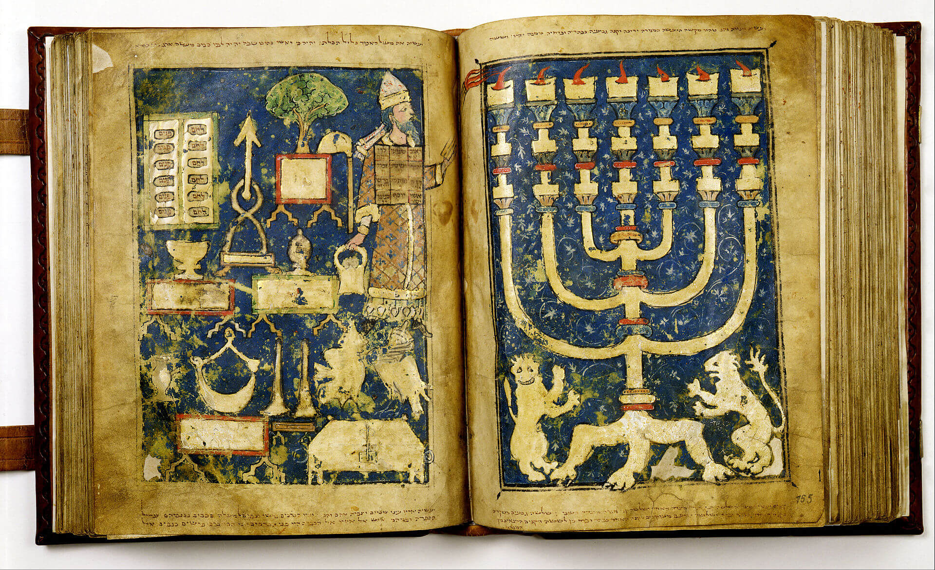 Ilustración de los objetos sagrados del Templo de Jerusalén en un Pentateuco medieval