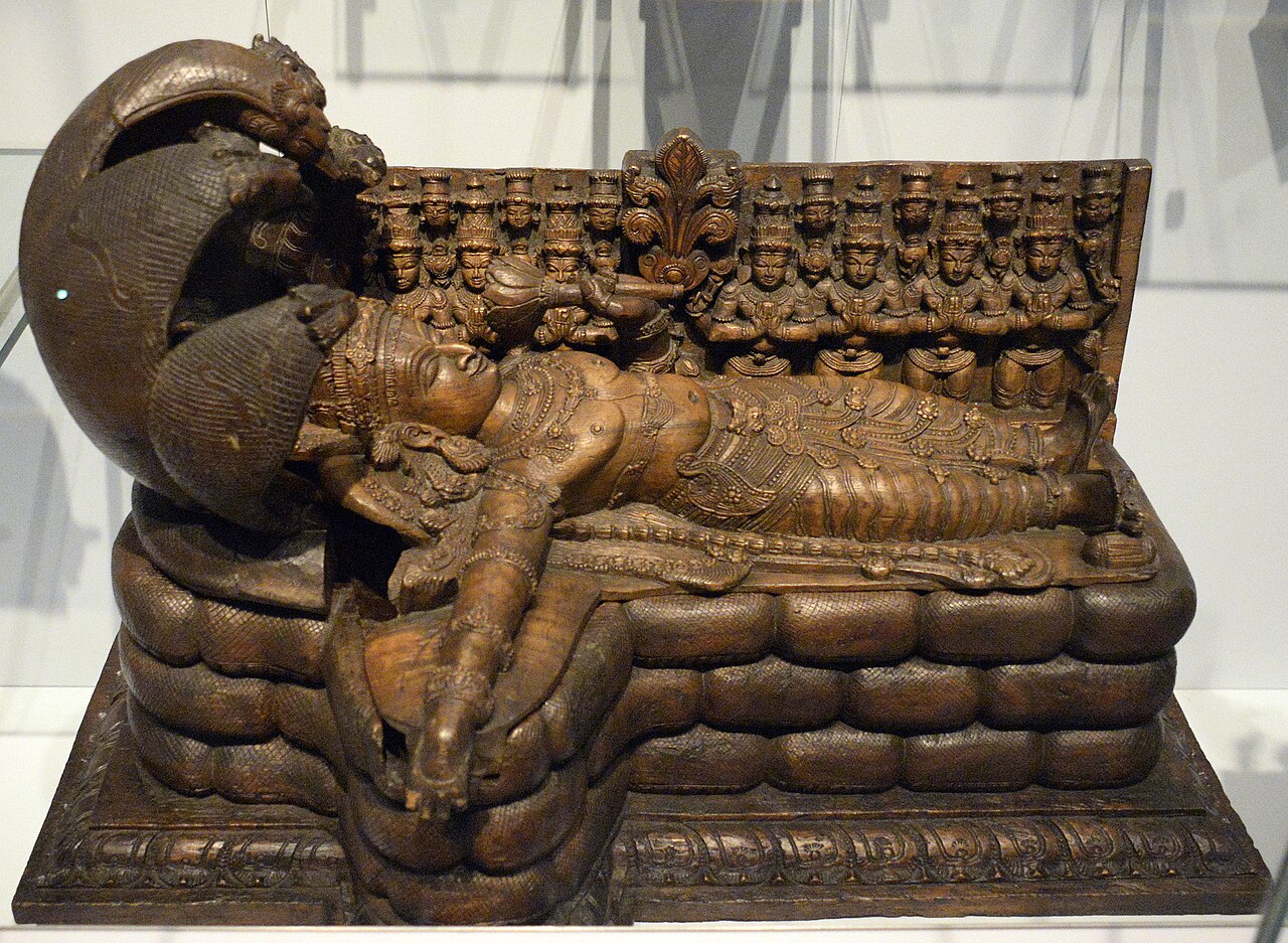 Escultura del dios Vishnu dormido