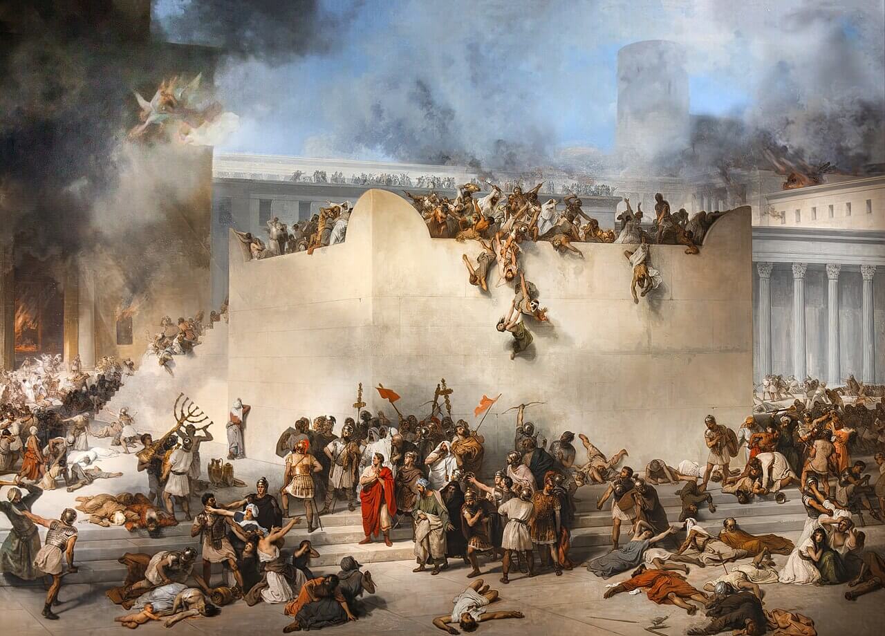 La destrucción del Templo de Jerusalén y robo de la Menorá de Francesco Hayez